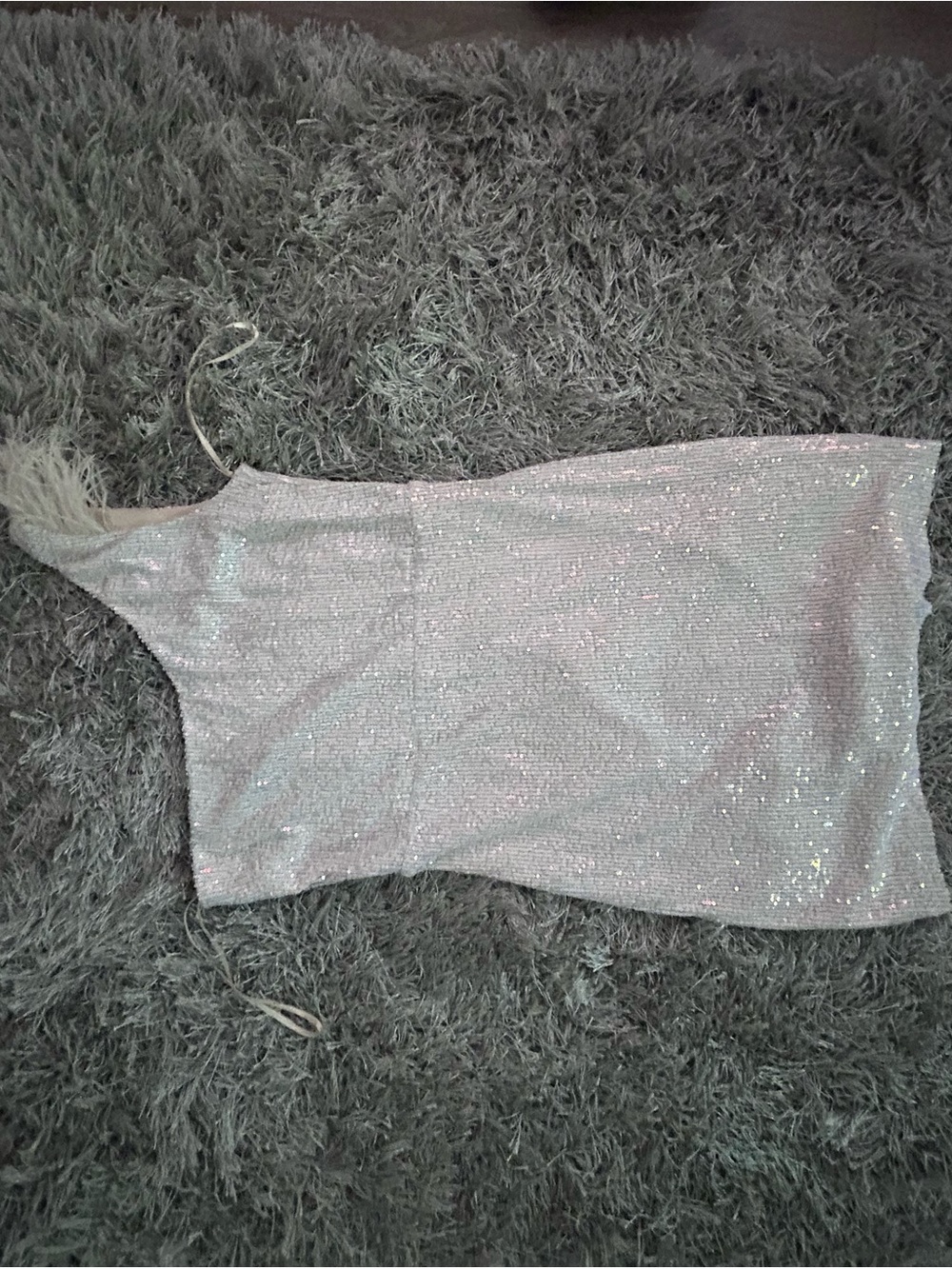 Windsor One-Shoulder Sequin Mini Dress in Iridescent Silver